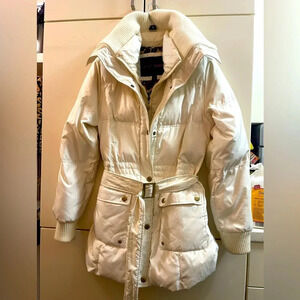 Betsey Johnson Women's Down/Waterfowl Feather White Puffy Coat/Jacket Size S